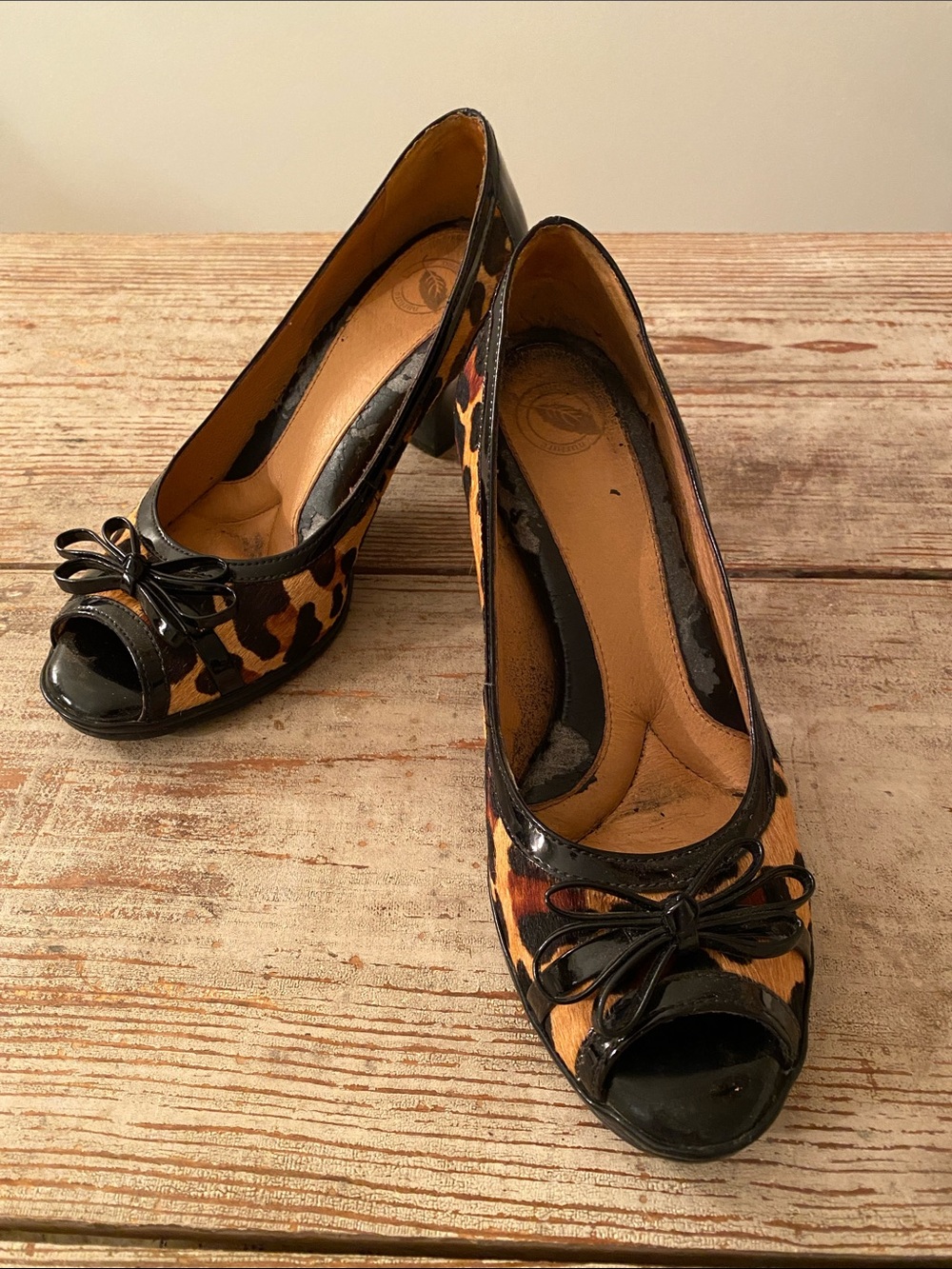 Nurture by Lamaze Leopard Print  Fur Peep-Toe Pumps with Black Trim